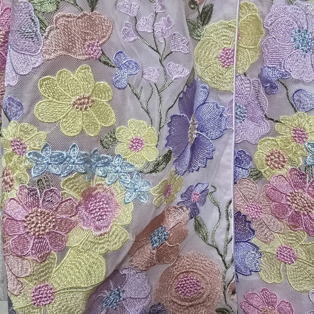 Pastel Floral Embroidered Duster Jacket - Picture 4 of 8